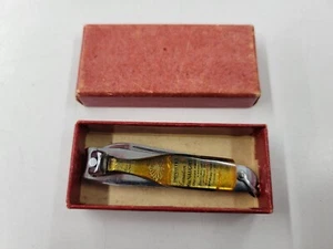 Vintage Multicolored Nail Clippers With Knife Advertising MacNaughton Canadian - Picture 1 of 14