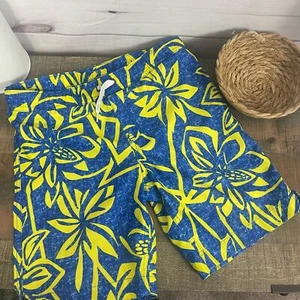Land’s End Boys’ Blue/Yellow Tropical Print Swim Trunks With Liner Small 8 - Picture 1 of 5