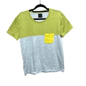 Zara Man Basic Colorblock Crewneck T-Shirt| L Short Sleeves Yellow Gray Casual - Picture 1 of 9