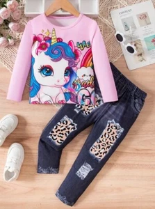 Mädchen-Outfit: Magischer Einhorn-Print, Gr.104/110, NEU - Bild 1 von 6