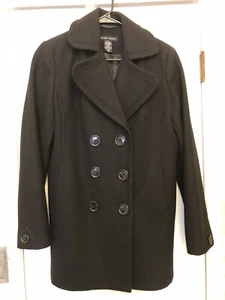 New York & Co Double Breasted Jacket Pea Coat Women's Sz 4 Black Wool Blend - Picture 1 of 3