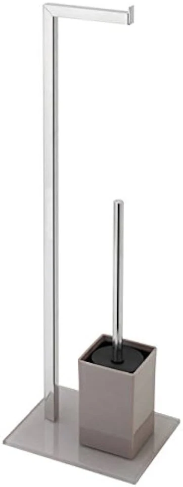 Piantana Portarotolo e scopino feridras Base in Vetro tortora