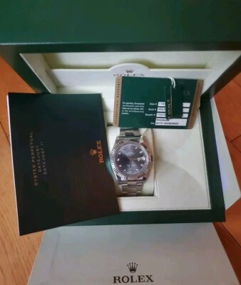 劳力士 Datejust II 116334 钻石深铑 18k 金色边框全套全套链接 — 第 1/4 张图片