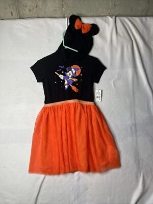 Disney Minnie Mouse Halloween Hooded Mouse Ears Tutu Dress Girls Size L 10-12  - Image 1 of 4