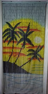 Bamboo Beaded Curtain Room Partition Sunset Tri Palms - Picture 1 of 3