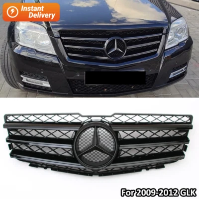 Black w/LED Emblem Front Grille For Mercedes Benz X204 2009-2012 GLK350 GLK300 Foto 1 de 4