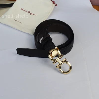Ferragamo Cinturón Reversible Negro/Marrón Largo 120 cm+ Dorado Gancini Hebilla Hombre Foto 1 de 4