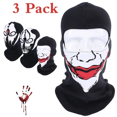 3 Pack UV Protection Balaclava Ski Sun Hood Masks Halloween Face Mask Cosplay - Image 1 of 4