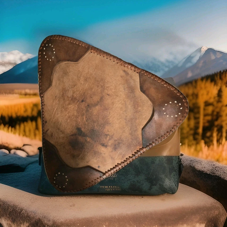 Trípode de cuero hecho a mano mexicano de colección asiento pintado trébol de loto Foto 1 de 4