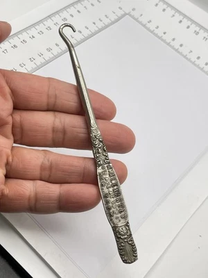 Antiguo gancho de zapato con botón de plata victoriano A. Alexander 1894 de colección ornamentado Nueva York Foto 1 de 4