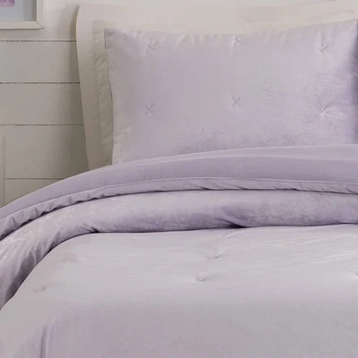 MAKERS COLLECTIVE Twin/Twin Extra Long Teen Luxe Velvet Comforter Set Light Purple Make