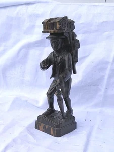 Holzfigur Uhrenträger m. Rückentrage Geschnitzt 31 cm Ebenholz Handarbeit Selten - Bild 1 von 21