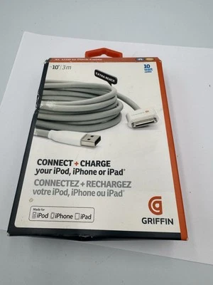 Cargador de corriente USB Sync de 30 pines 10 pies Cable blanco Conector iPhone Nuevo Foto 1 de 4