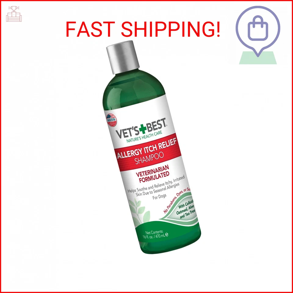 Vet's Best Champú Alivio de Alergias para Perros - Fórmula de Avena y Aloe para Picazón en la Piel  Foto 1 de 2