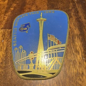 Seattle World's Fair 1962 placa esmaltada grande de 4 pulgadas de alto hecha en Alemania - Imagen 1 de 7