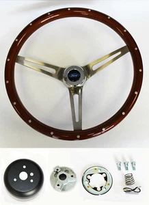Volante de madera Bronco F100 F150 F250 F350 alto brillo con remaches tapa Ford 15 - Imagen 1 de 9