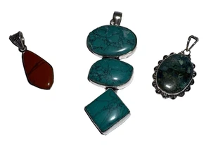 Barse Carnelian Turquoise Sterling Silver Jewelry Pendants - Picture 1 of 12