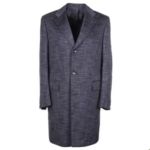 Kiton Slim-Fit Charcoal Gray Patterned Cashmere Overcoat 42 (fits 40) Eu 52 NWT - Picture 1 of 12