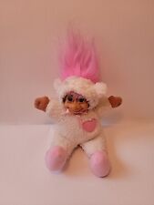 Vintage Russ Troll Doll In Sheep Lamb Plush Outfit Pink Hair 6" Tall #2415
