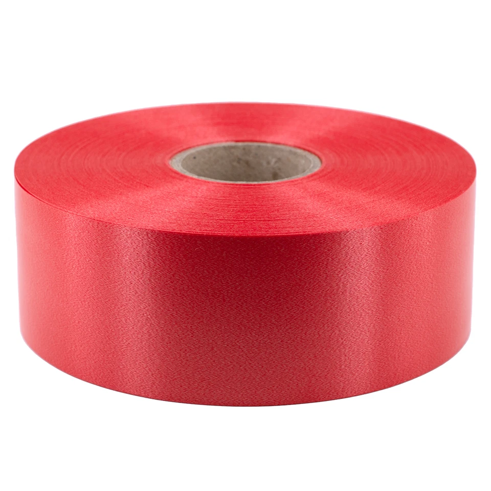 100m Geschenkband 50mm Dekoband Kräuselband Polyband Ringelband Rot 50mm 5cm - Bild 1 von 1