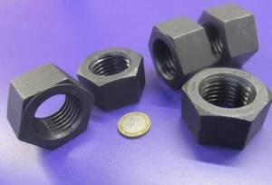 Grade 5 Steel Black Oxide Hex Nut, RH, 1 1/4"-7 x 1 1/16" Height. - 5 Pcs - Picture 1 of 13