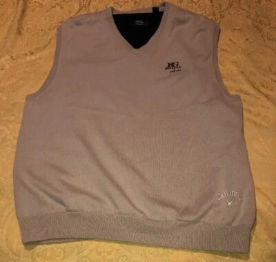 Callaway Golf Mens Beige Sz Large Fully Lined V-Neck Cotton Sweater Vest Belmar - Image 1 of 4
