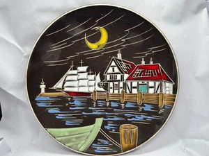 DE COLECCIÓN NORUEGA NORUEGA AWF 908 MUELLE PLACA DECORATIVA LAGO BARCO CASA ESCENA - Imagen 1 de 8