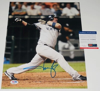 JASON GIAMBI AUTOGRAPHED 11x14 COLOR PHOTO (NEW YORK YANKEES) - PSA DNA! - Image 1 of 2