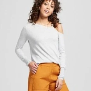 Women's Asymmetric Shoulder Sweater- Mossimo Gray S - Picture 1 of 2