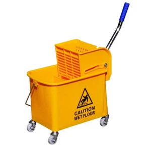 AMARILLO 20L TRAPEADOR INDUSTRIAL TRAPEADOR RUEDAS CUBO PROFESIONAL - Imagen 1 de 2