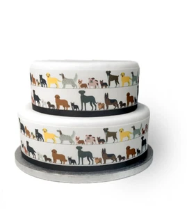 A4 Edible Decor Icing Sheet Dog Puppy Animal Ribbon Border Edge Cakes - Picture 1 of 2