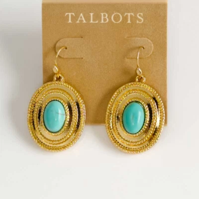 Nuevos pendientes colgantes Talbots turquesa llamativos elegantes mujeres fiesta vacaciones joyería Foto 1 de 4