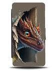 Magic Dragon Picture Flip Wallet Case Funny Nosey Dragons Reptile Peeking BD52