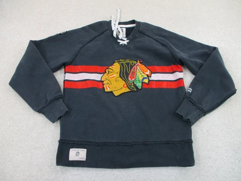 Chicago Blackhawks Sweater Adult Small Black Red NHL Hockey Sweatshirt Mens * Cover