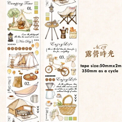 Vintage Camping Shop Washi Tape Junk Journal Diary Decorative Stickers Art Craft - Image 1 of 4