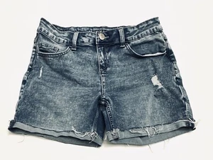 Girls Justice acid wash Jean Denim cuffed Cutoff shorts size 18 Distressed - Picture 1 of 8