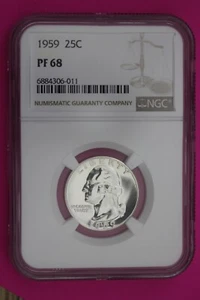 1959 PF 68 Proof Washington Silver Quarter NGC Certified Graded Authentic 272 - Picture 1 of 3