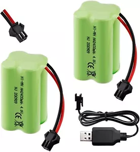 2 Stücke 4,8V 2400mAh Batterie Akkus SM-2P Stecker mit USB Ladegerät für RC Toy - Bild 1 von 7