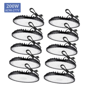 10Pcs 200W UFO Led High Bay Light Factory Warehouse Commercial Industrial Light - Picture 1 of 12