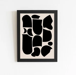 Black and Beige Shapes Abstract Wall Art - Picture 1 of 3