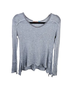 Vintage Havana Womens L Gray V-Neck Long Sleeve Gauzy Raw Hems Sweater - Image 1 of 4