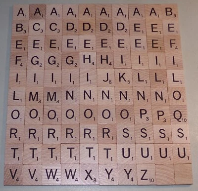 100 Wooden Genuine Scrabble Letters Tiles 2001 Complete Set Arts Crafts Jewelry - Image 1 of 3