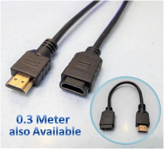 HDMI Cable 0.3 Meter Extension Extender Male to Female HDTV Computer Extend Wire - Image 1 of 1