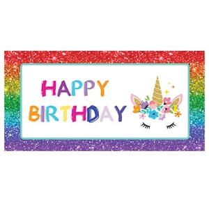 2'x3' Rainbow Unicorn Party Decoration, Magical Unicorn Happy Birthday Banner - Picture 1 of 2