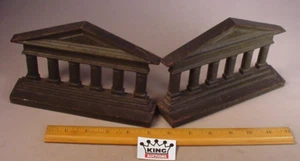 Vintage Gusseisen Buchstützen Parthenon griechisch römisch Gebäude 2 Metall Buchstützen - Bild 1 von 5