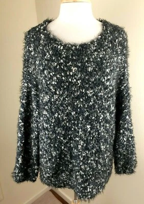 Suéter de punto suave de peluche azul y gris Simply Noelle Cozy Talla S/M 8-10 Foto 1 de 4