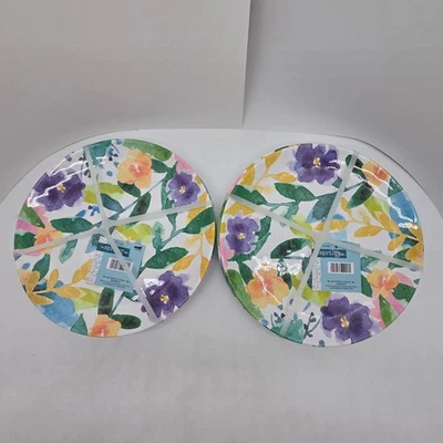 Hobby Lobby 8 Floral Salad Bread Dessert Plates Melamine 9" Garden Flowers - Image 1 of 3