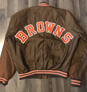 VINTAGE 80s Chalk Line Cleveland Browns Satin Snap Sports Jacket NFL Mens XL - Bild 1 von 3