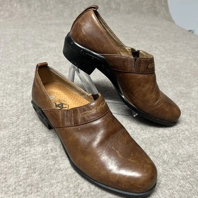 Zapatos sin cordones de cuero marrón Ariat para mujer talla 7,5 tacones cómodos informales occidentales Foto 1 de 4