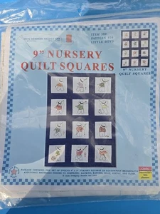Jack Dempsey Stamped White Nursery Quilt Blocks 9"X9" 12/Pkg-Little Boys - Picture 1 of 4